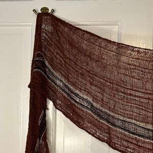 Rust Red Woven Scarf with Stripes